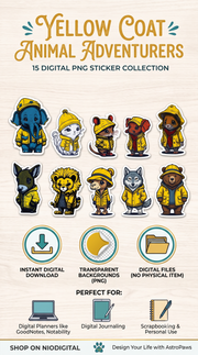 Cosmic Creatures Digital Sticker Pack - 15 Premium Space Animal Stickers - PNG Download for GoodNotes Notion Procreate