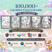 100,000+ Printable Coloring pages | Commercial Licence 500 plus Books | PDF,PNG,SVG Download Kids Adults Gift