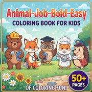 Animal Jobs Coloring Book - Bold and Easy Animal Characters - Printable PDF for Kids Toddlers Preschool