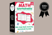 Math Worksheet Bundle for Kids, 500+ Pages Printable Math Activities, Preschool to Grade 3, Editable AI & PDF Files, Homeschool Resource