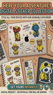Cosmic Creatures Digital Sticker Pack - 15 Premium Space Animal Stickers - PNG Download for GoodNotes Notion Procreate